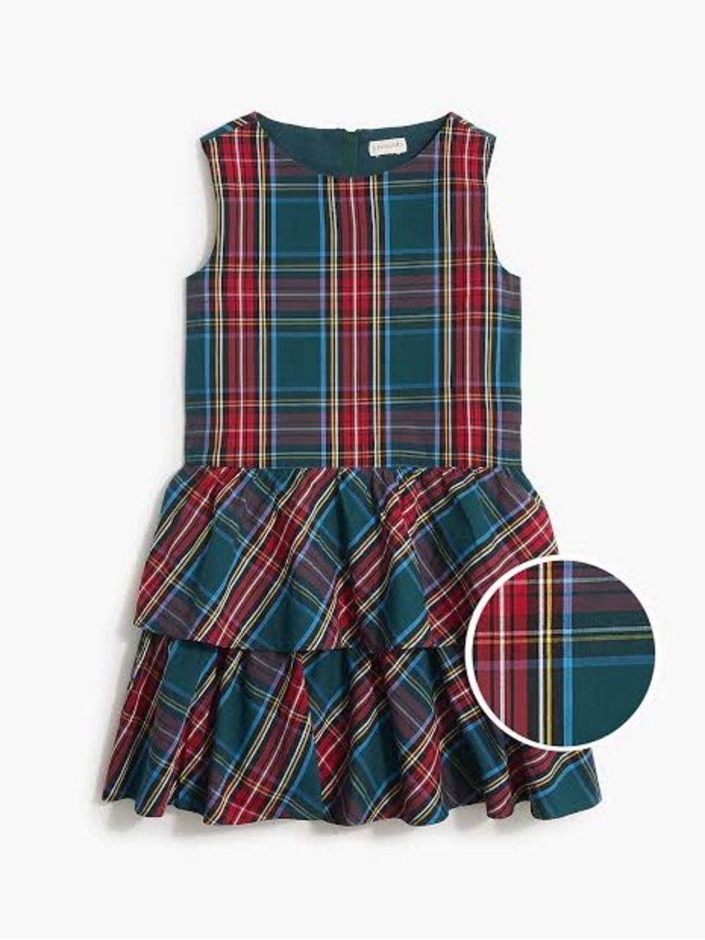 J. Crew Girls' green tartan tiered dress Size 10
